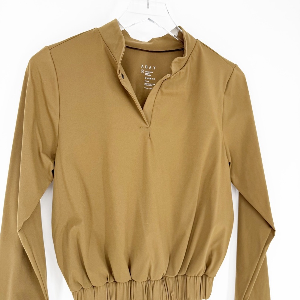 Aday 1/4 Button Pullover S Green - image 4